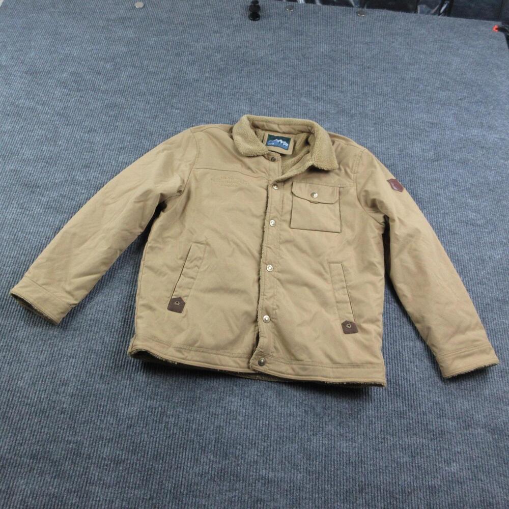 Fashion Jacket Mens 2XL Brown Military Collared Lined Insulated Pockets